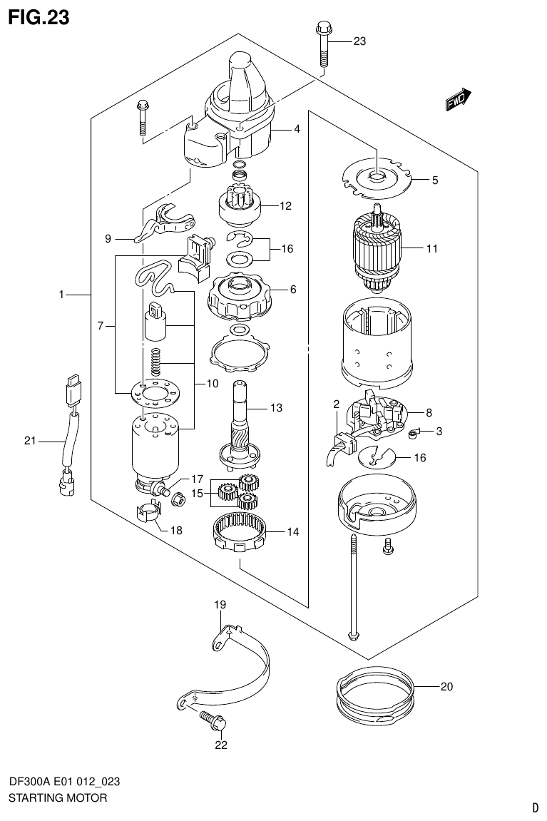 Suzuki DF300AP STARTING MOTOR parts diagram